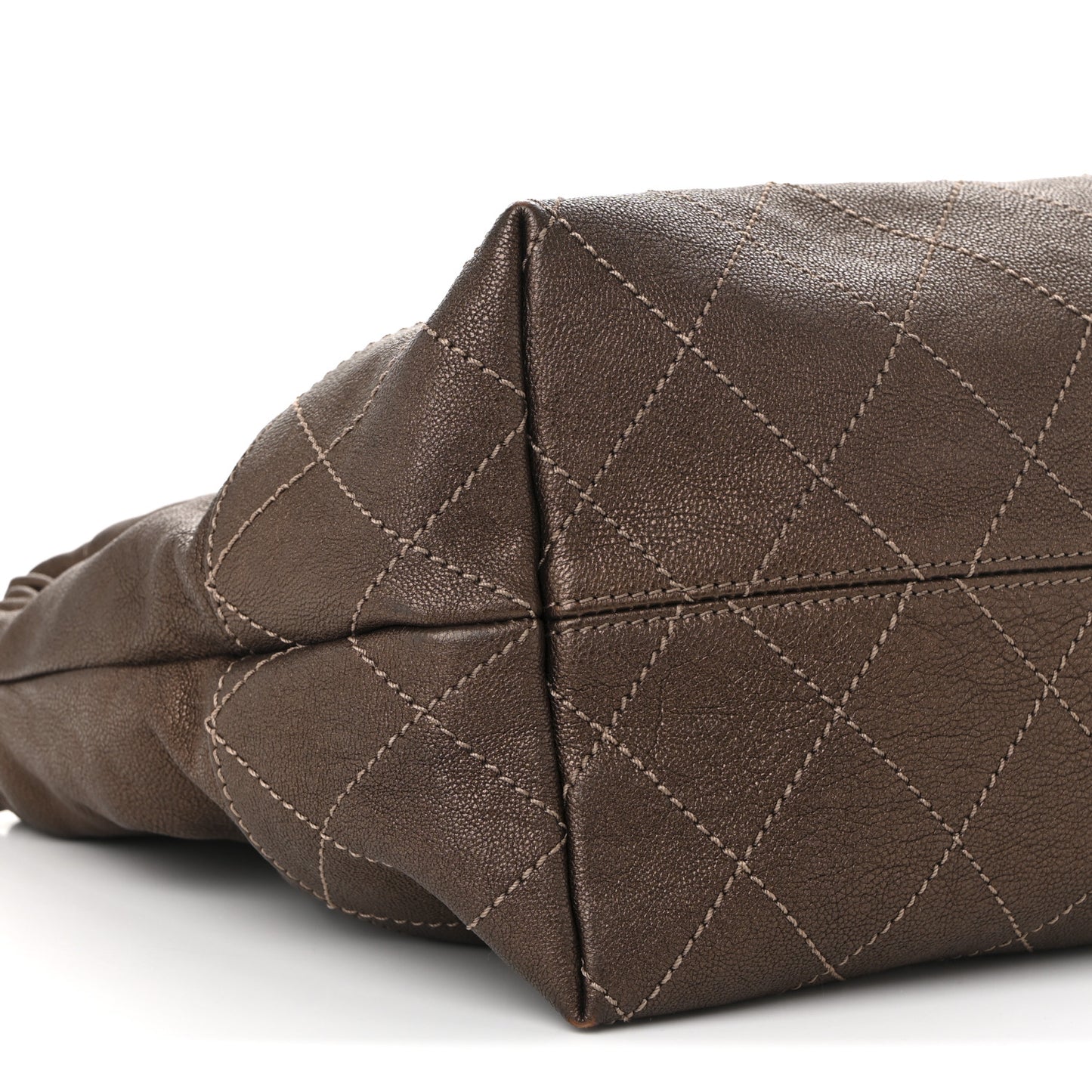 Metallic Calfskin Baby Coco Cabas Khaki