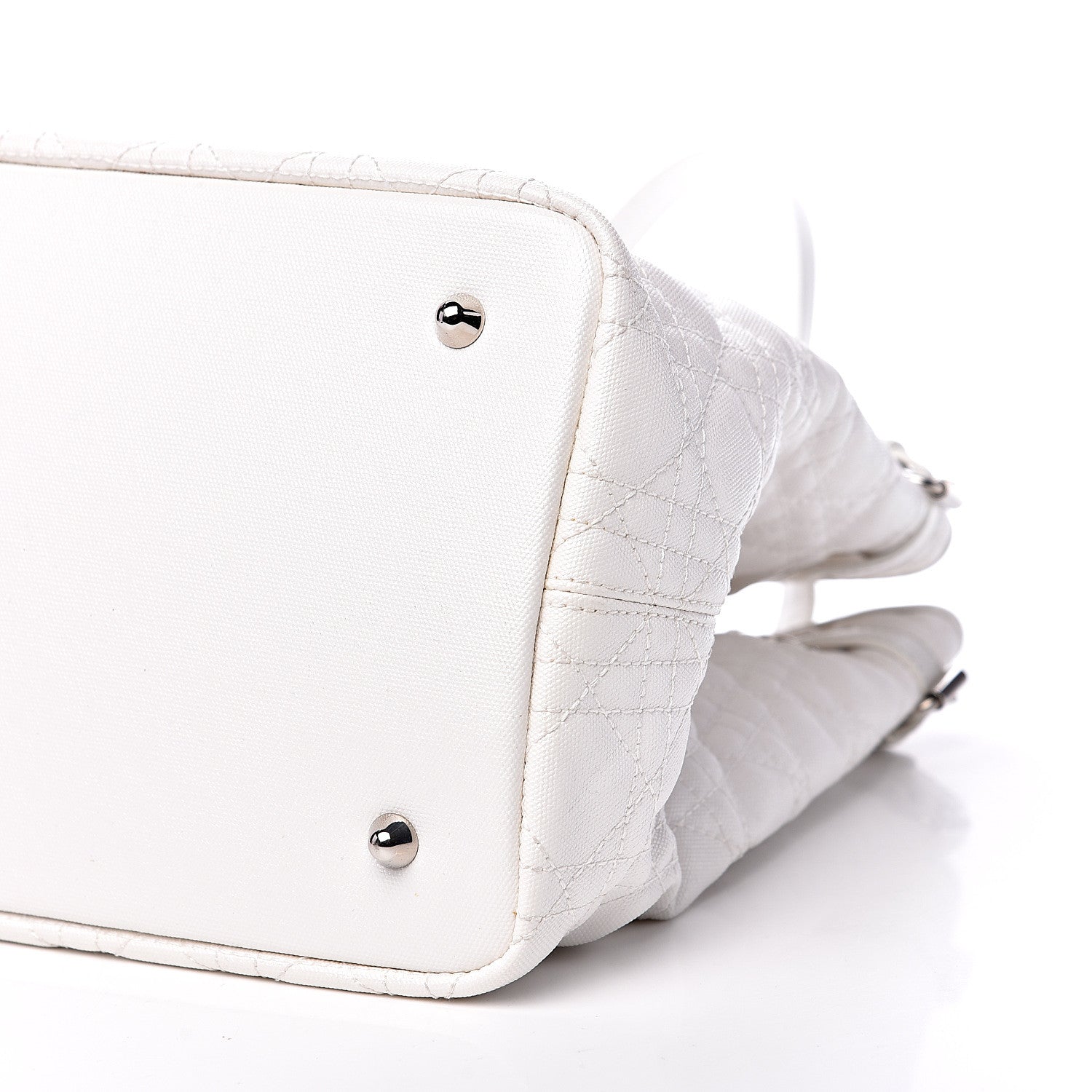 Christian Dior Coated Canvas Cannage Medium Panarea Tote White 9 of 11
