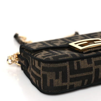 Fendi Fabric Jacquard FF 1974 Mini Baguette Tobacco Moro Black 7 of 9
