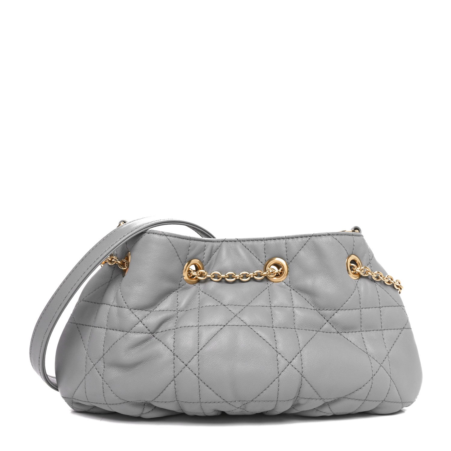 Christian Dior Lambskin Supple Macrocannage Small Ammi Bag Grey