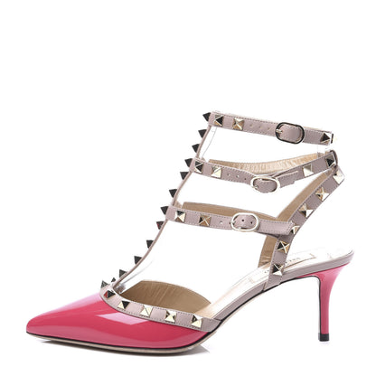 Valentino Garavani Patent Nappa Rockstud Ankle Strap 65mm Pumps 37.5 Fuxia Poudre 1 of 9