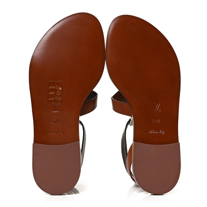 Louis Vuitton Calfskin Game On Playful Flat Sandals 37.5 Brown 7 of 10