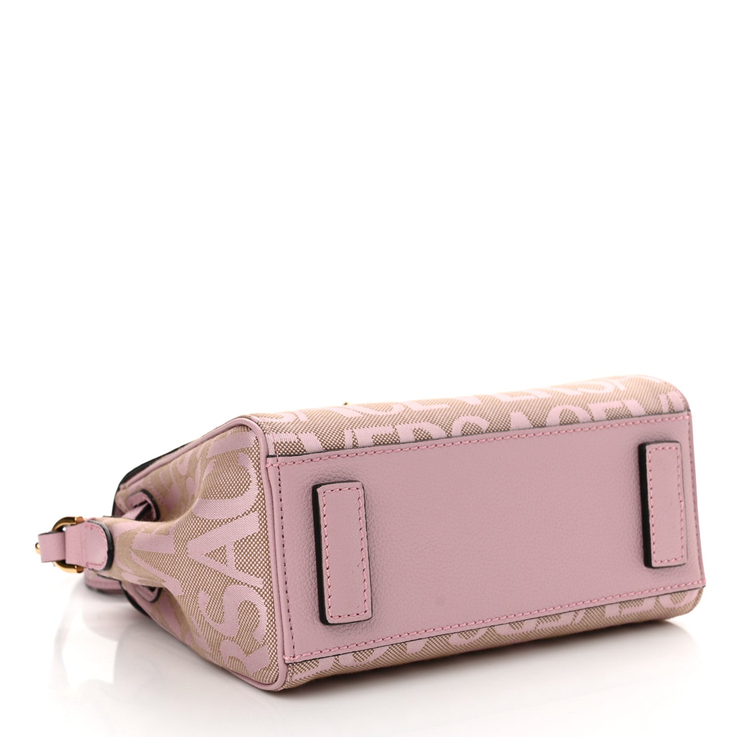 Versace Calfskin Canvas Allover La Medusa Small Top Handle Handbag Pink 4 of 9