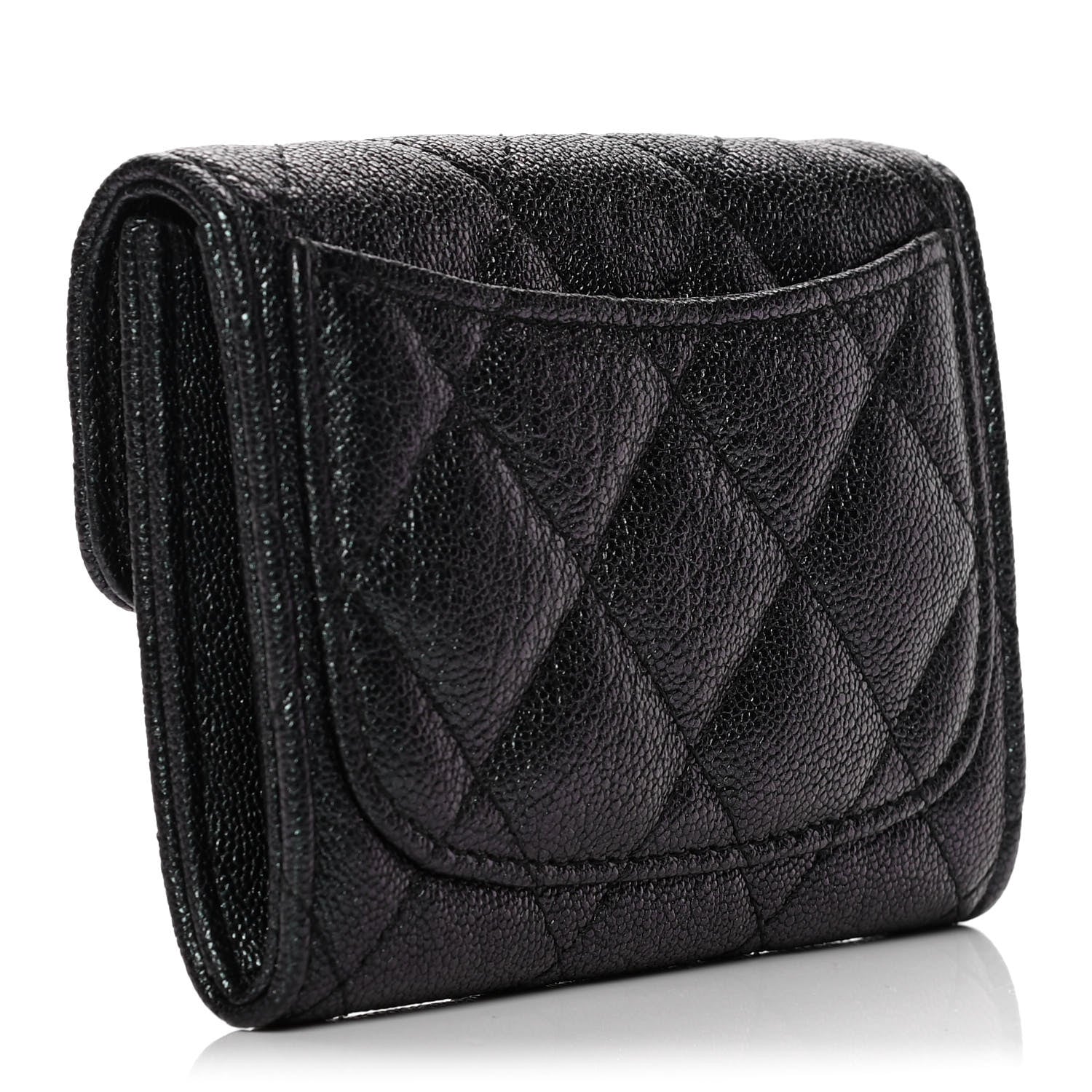 Chanel Iridescent Caviar Quilted Flap Card Holder Wallet Black 2 of 6
