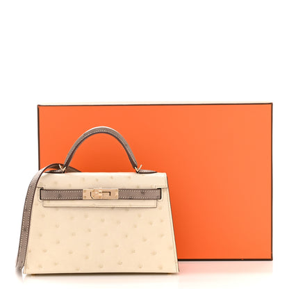 Hermes Ostrich Horseshoe Kelly Sellier Mini 20 Beton Gris Asphalt 11 of 11