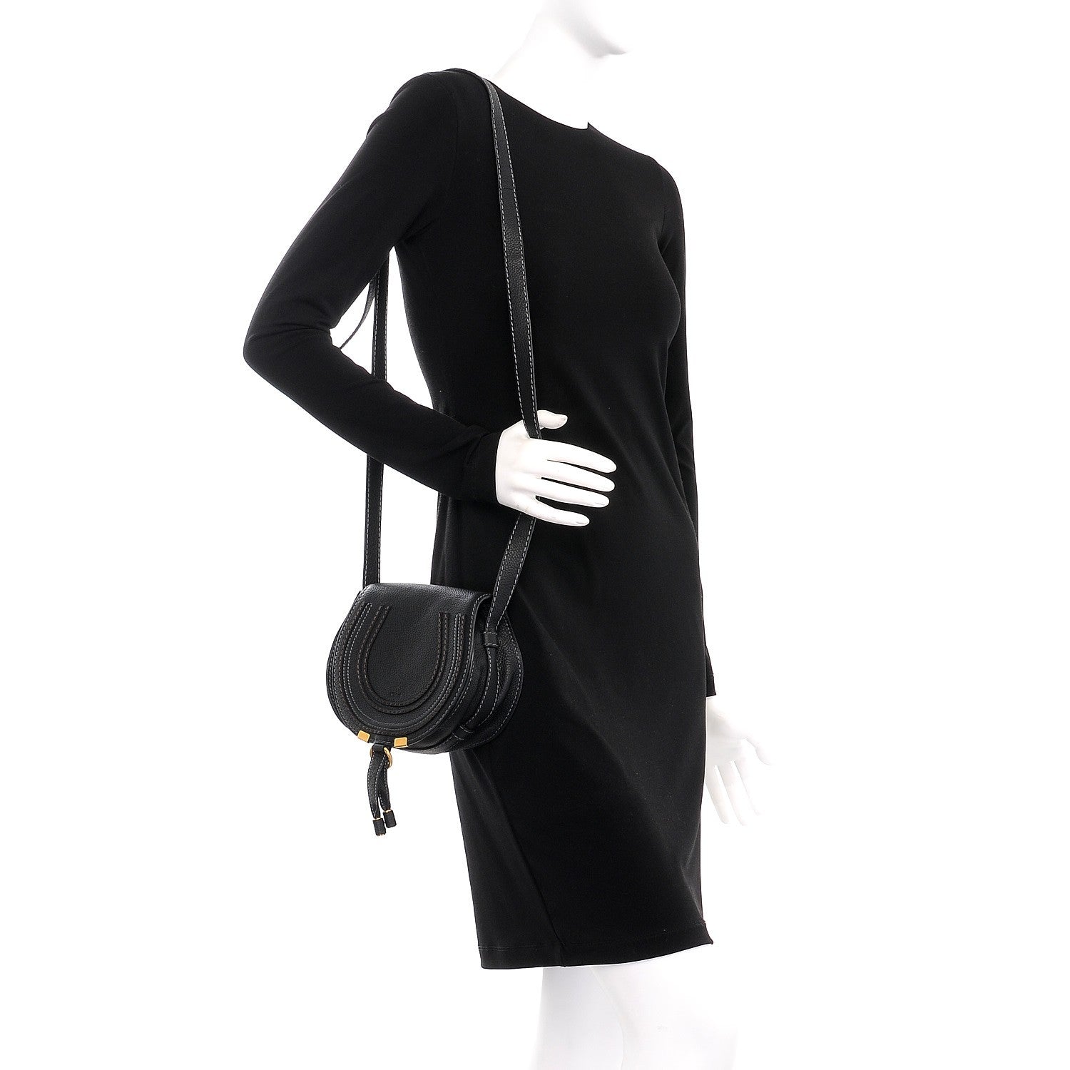 Chloe Calfskin Mini Marcie Round Crossbody Bag Black 2 of 8