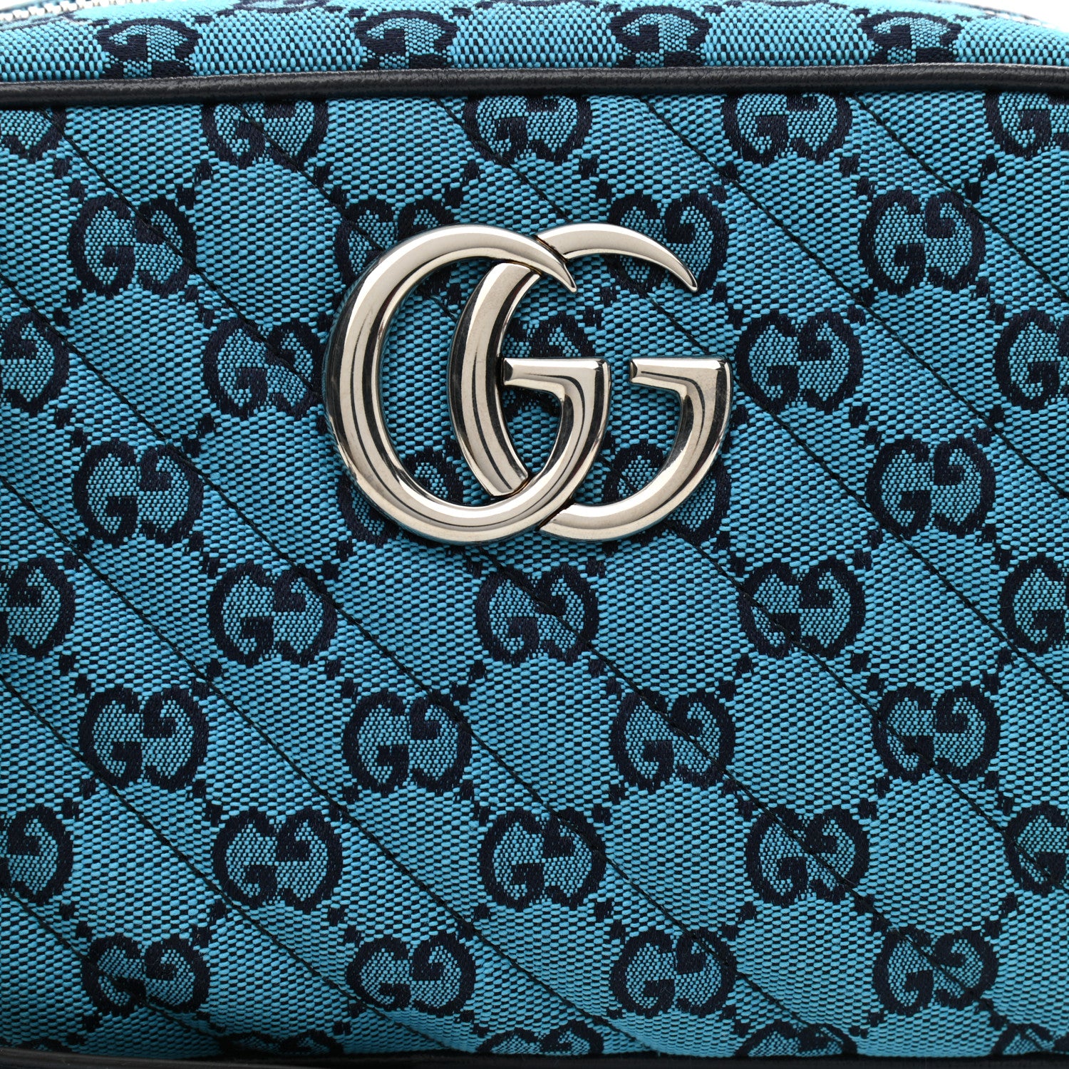 Gucci Monogram Multicolor Matelasse Diagonal Small GG Marmont Chain Shoulder Bag Light Blue 8 of 10