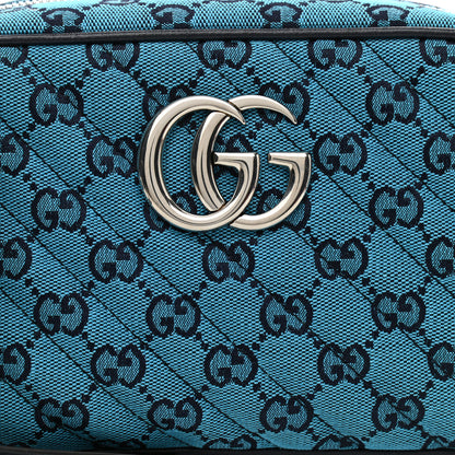 Gucci Monogram Multicolor Matelasse Diagonal Small GG Marmont Chain Shoulder Bag Light Blue 8 of 10