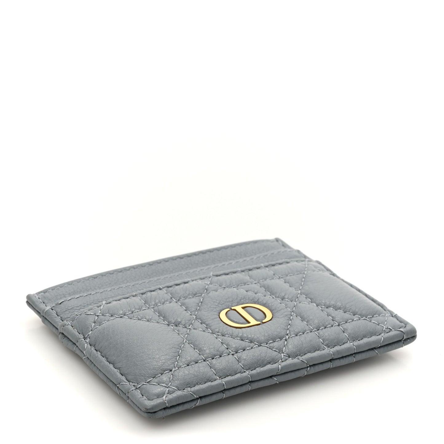 Supple Calfskin Cannage Caro Five-Slot Card Holder Cloud Blue