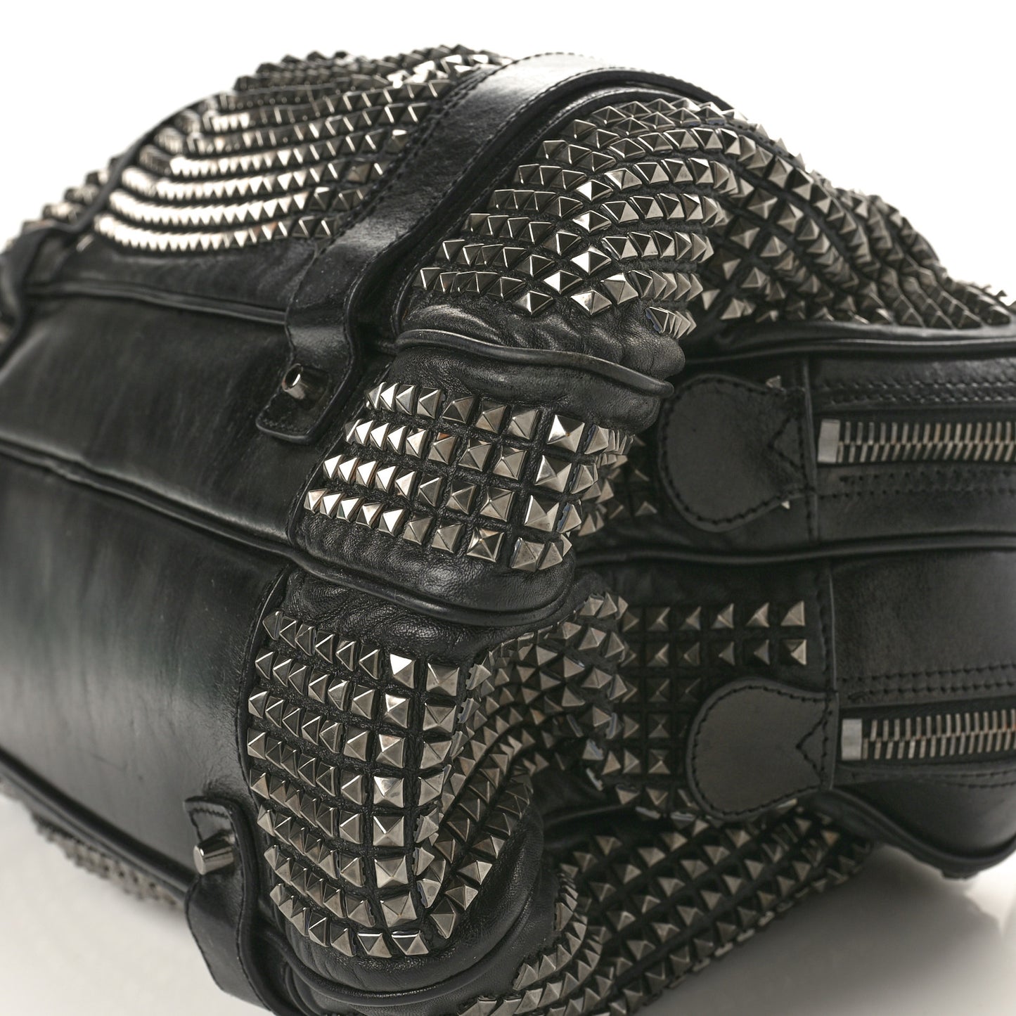 Prorsum Calfskin Studded Knight Satchel Black