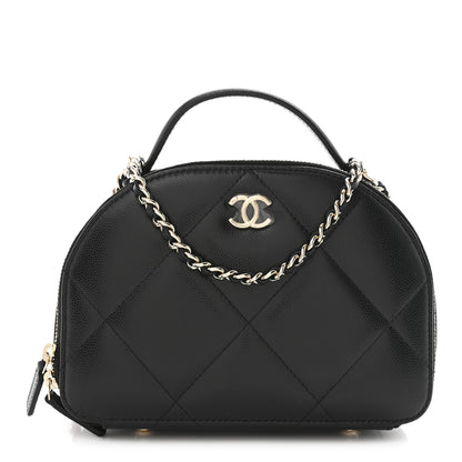 Chanel Grained Calfskin Quilted Top Handle Chain Clutch Black 1 of 10