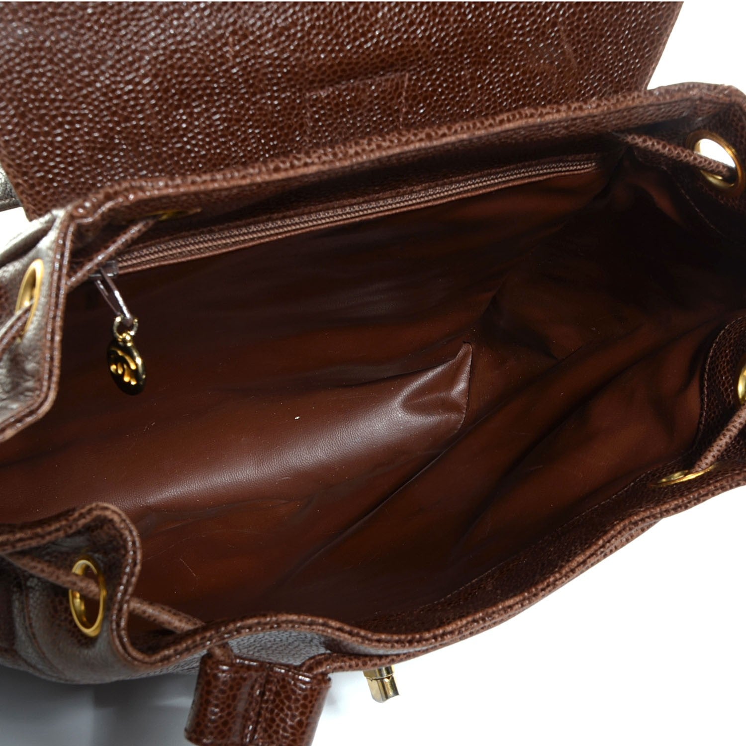 Chanel Caviar Quilted Drawstring Backpack Brown 5 of 7