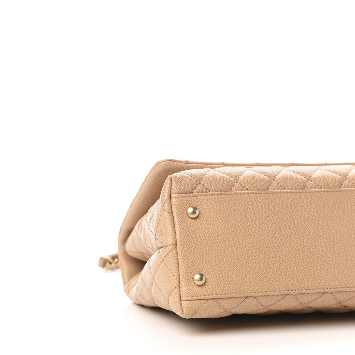 Caviar Lizard Embossed Quilted Small Coco Handle Flap Beige