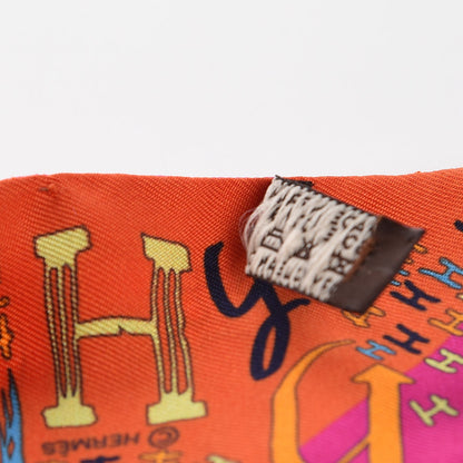 Hermes Silk 1001 H Twilly Orange Fuchsia Bleu 3 of 7