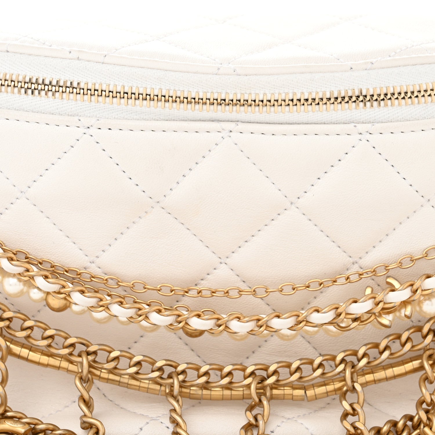 Chanel Lambskin Quilted All About Chains Waist Belt Bag White 8 of 12