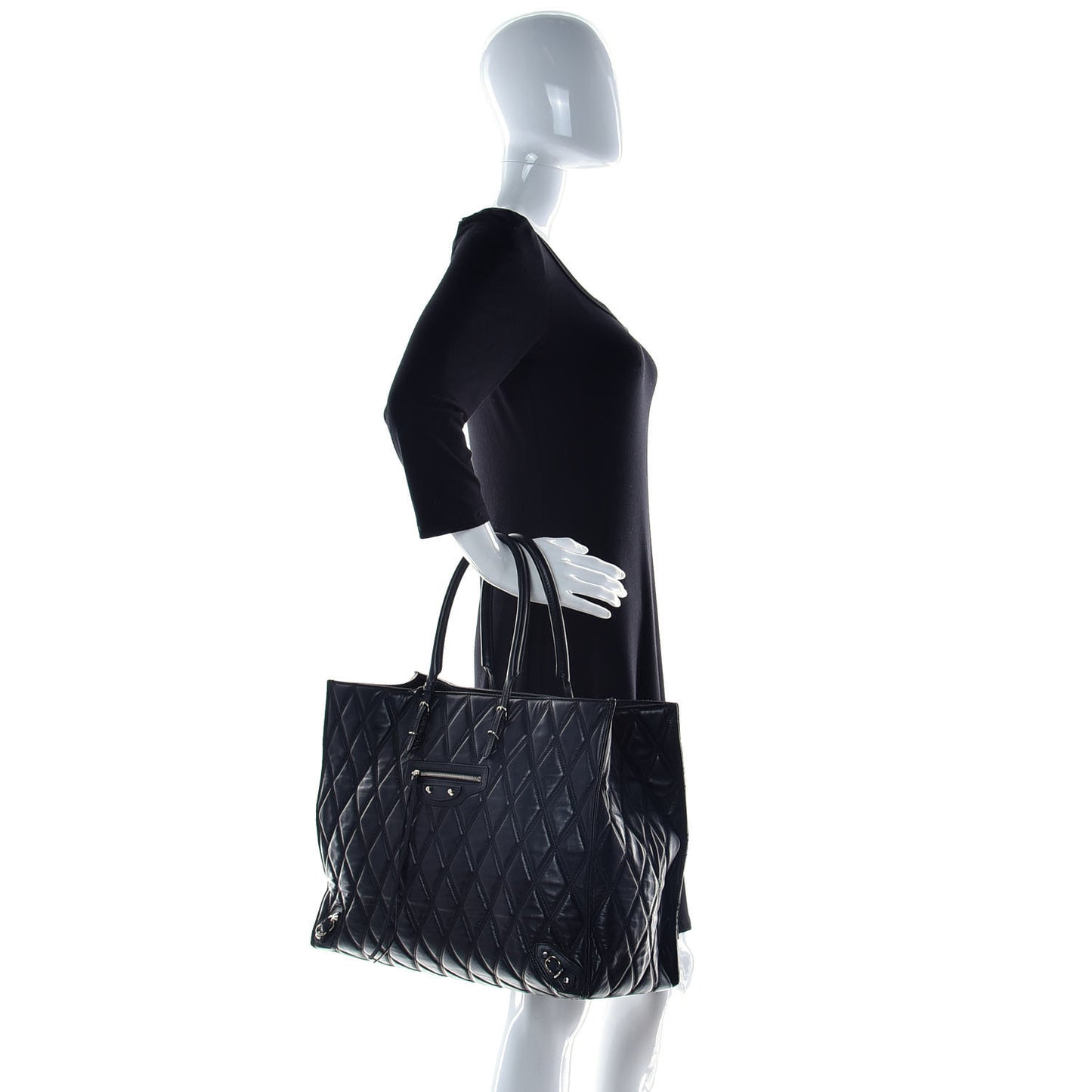 Veau Quilted Papier A4 Tote Black