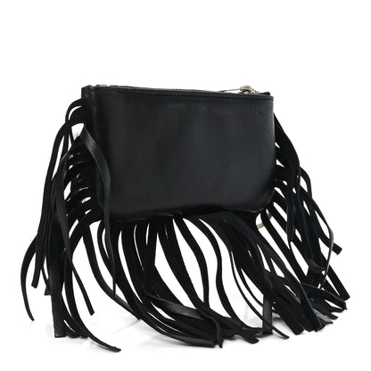 Saint Laurent Calfskin Monogram Small Fringe Key Pouch Black 3 of 7