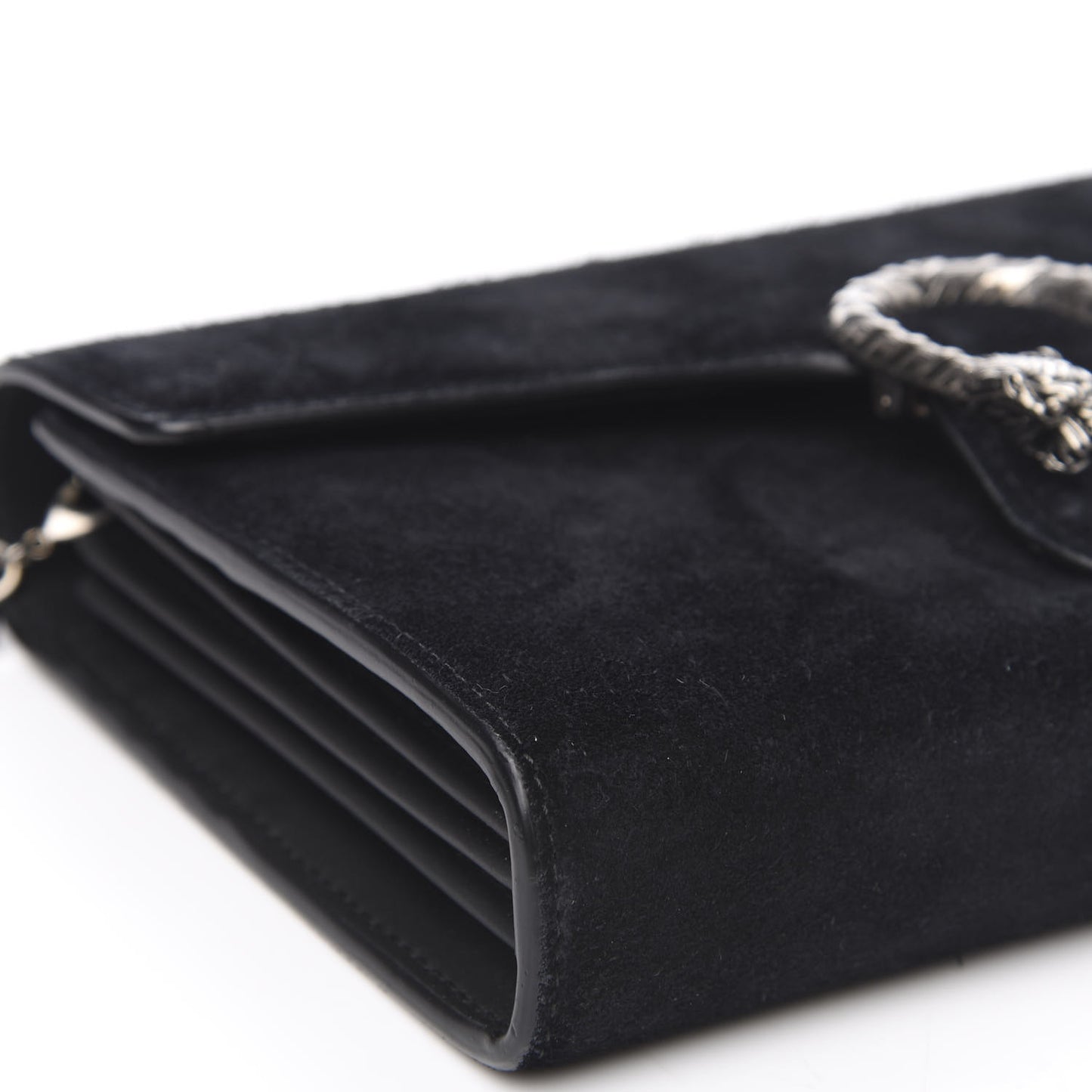 Suede Mini Dionysus Chain Wallet Black