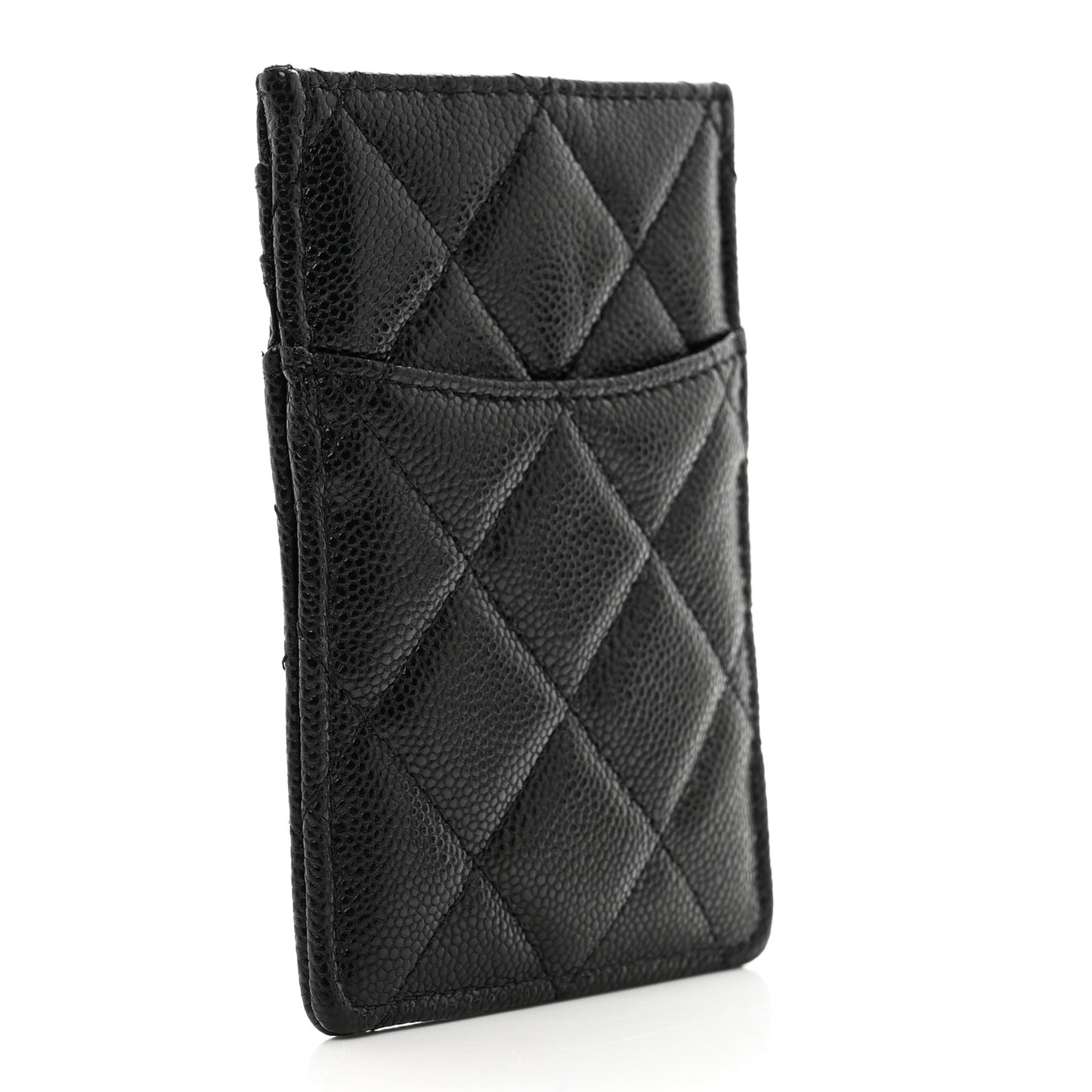Caviar Quilted Card Holder Black