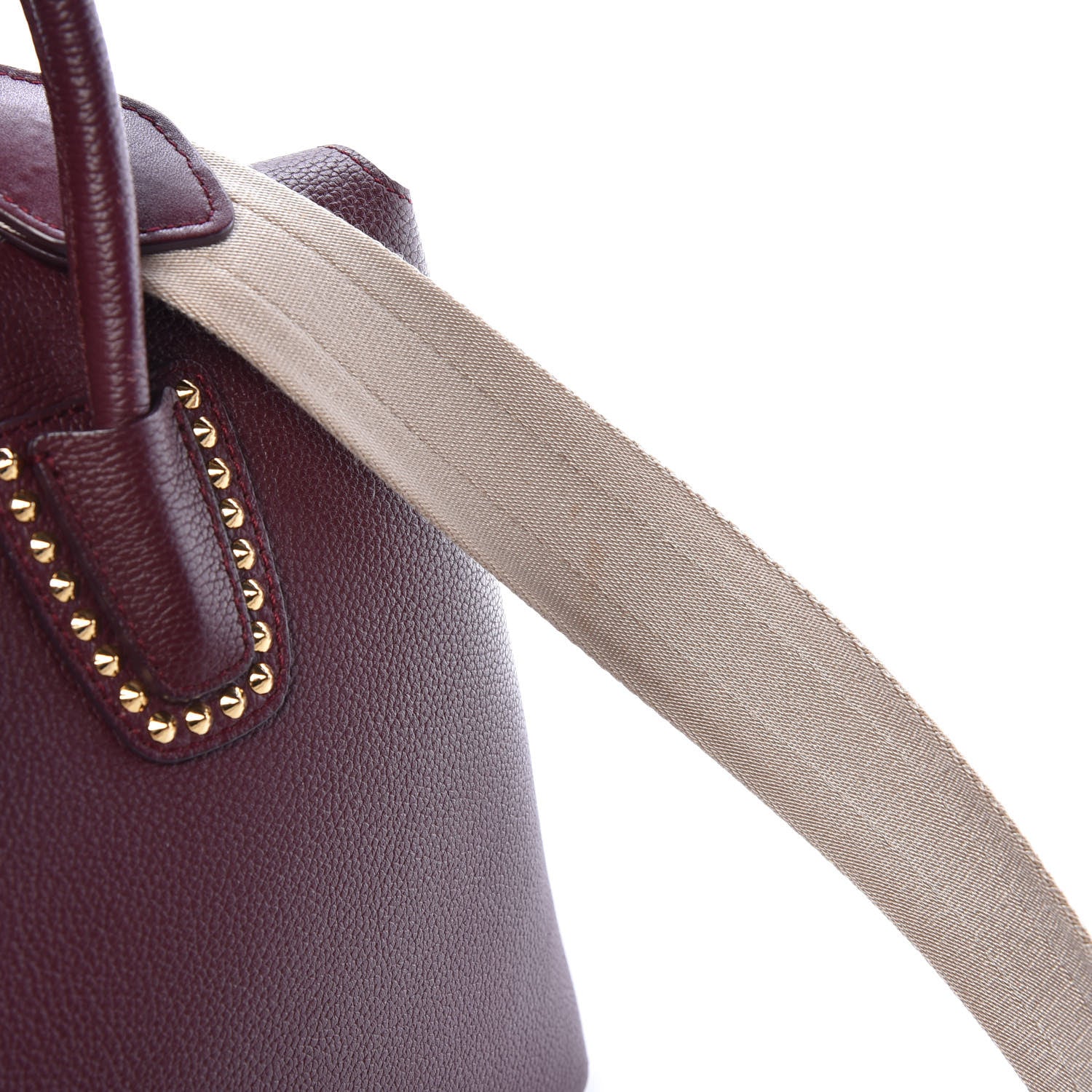 MCM Grained Calfskin Studded Medium Milla Tote Rustic Brown 10 of 14