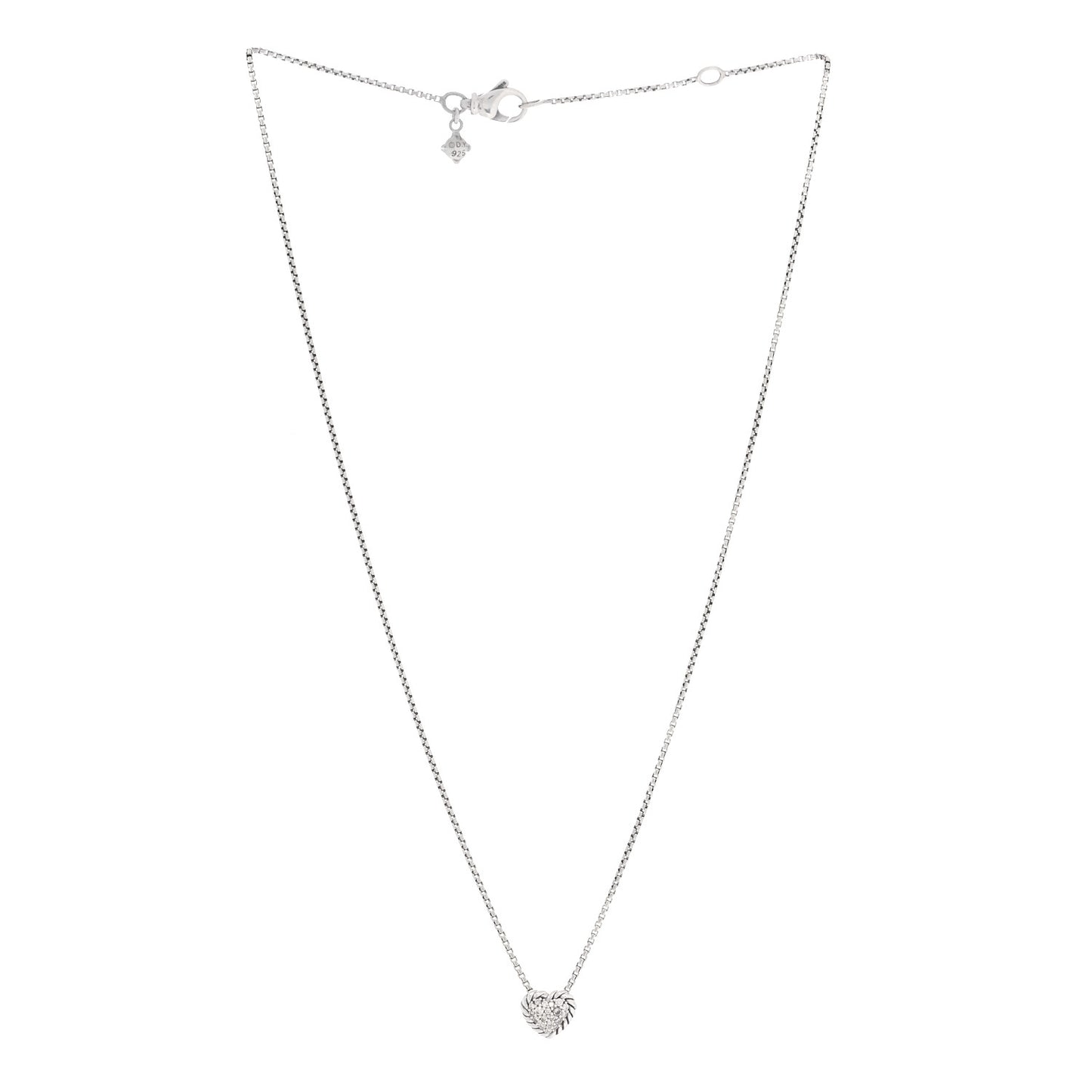 Sterling Silver Diamond Petite Pave Heart Necklace