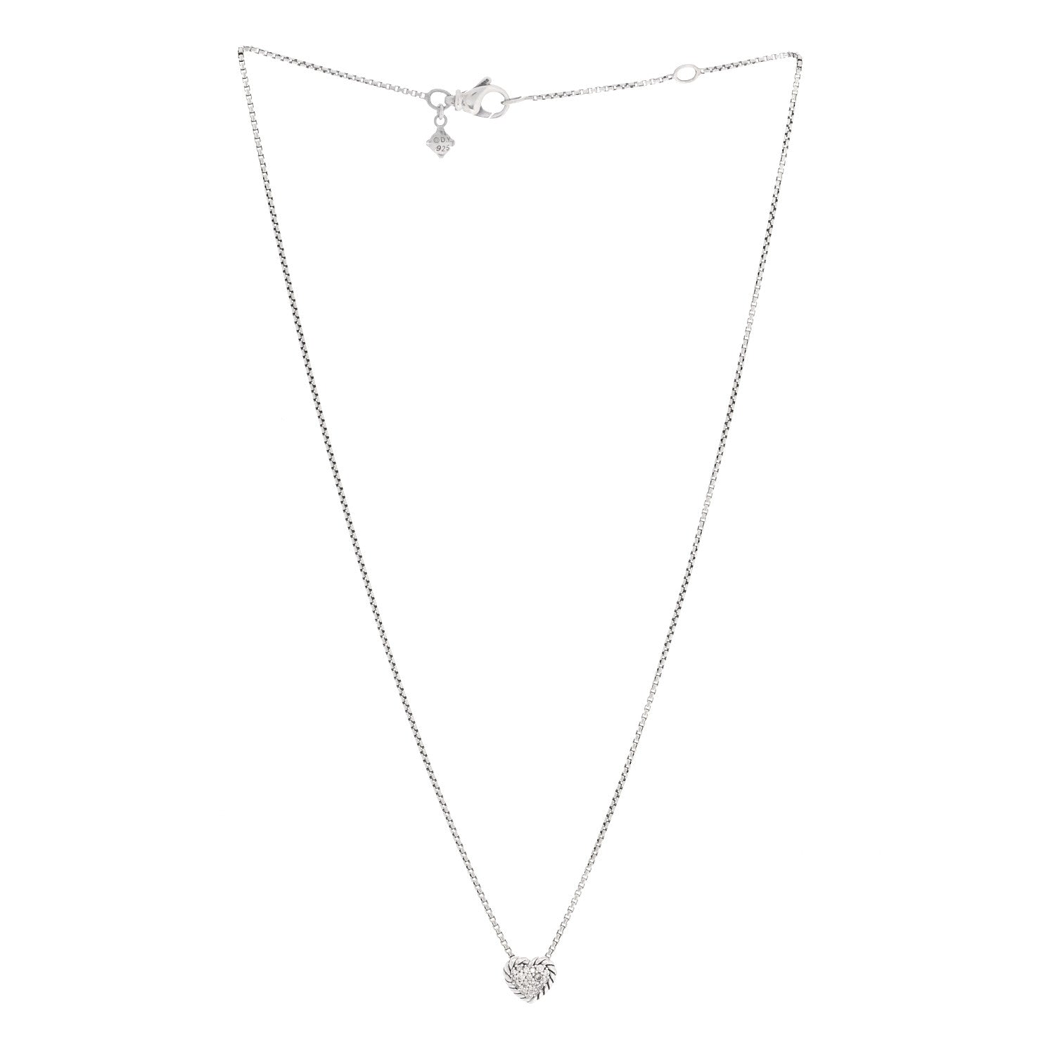 David Yurman Sterling Silver Diamond Petite Pave Heart Necklace 2 of 4