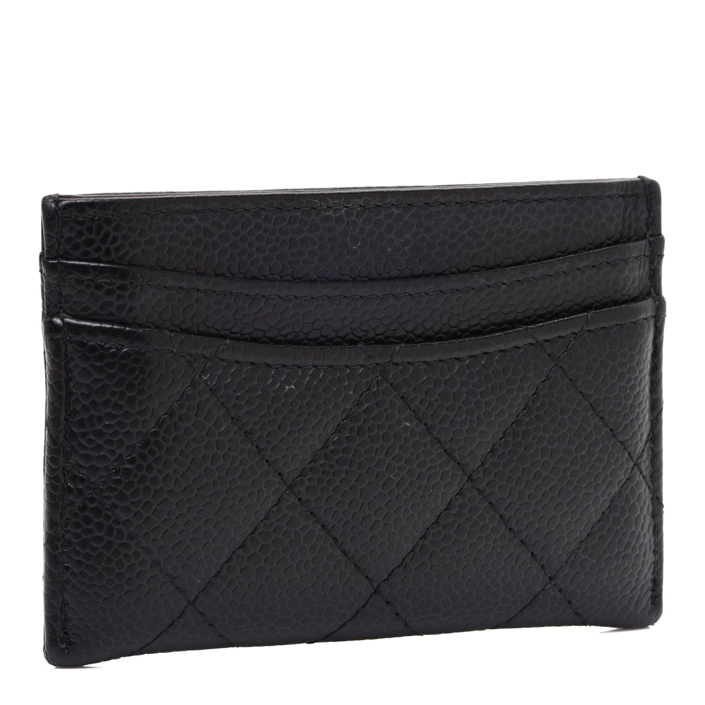 Caviar Quilted Card Holder Black