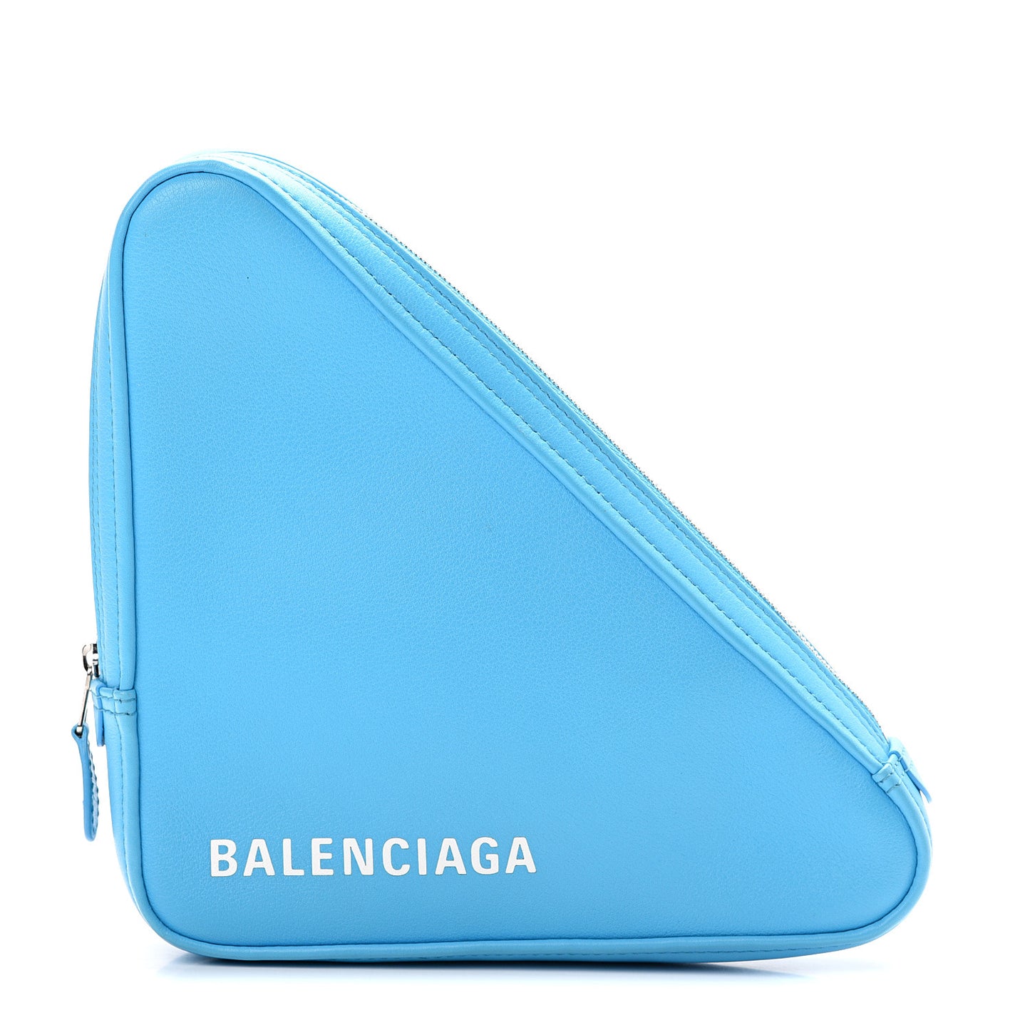 Calfskin M Triangle Pouch Baby Blue