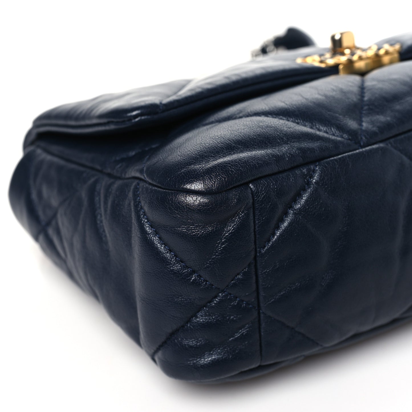 Goatskin Quilted Medium Chanel 19 Flap Navy Blue