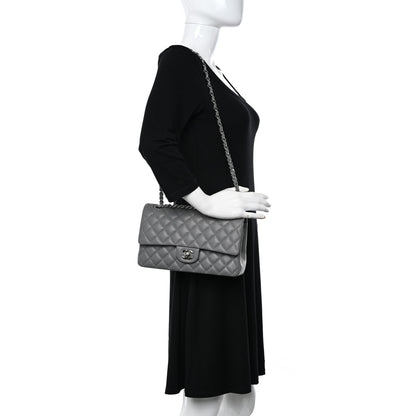 Chanel Caviar Quilted Medium Double Flap Grey 2 of 11