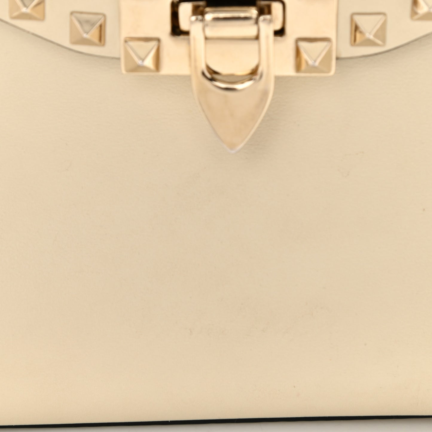 Vitello Small Rockstud Single Handle Flap Bag Light Ivory