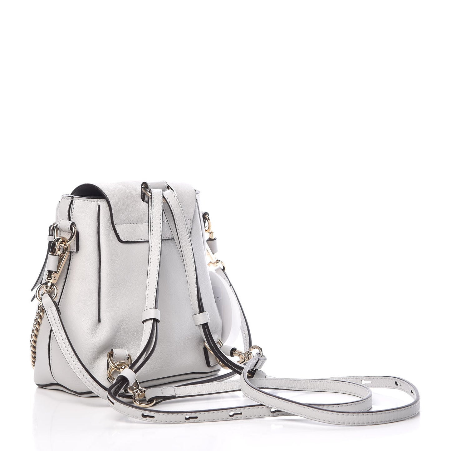 Suede Calfskin Mini Faye Backpack Airy Grey