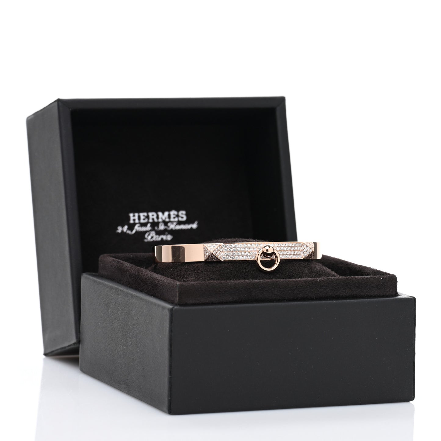 18K Rose Gold Diamond PM Collier De Chien Pave Bracelet SH