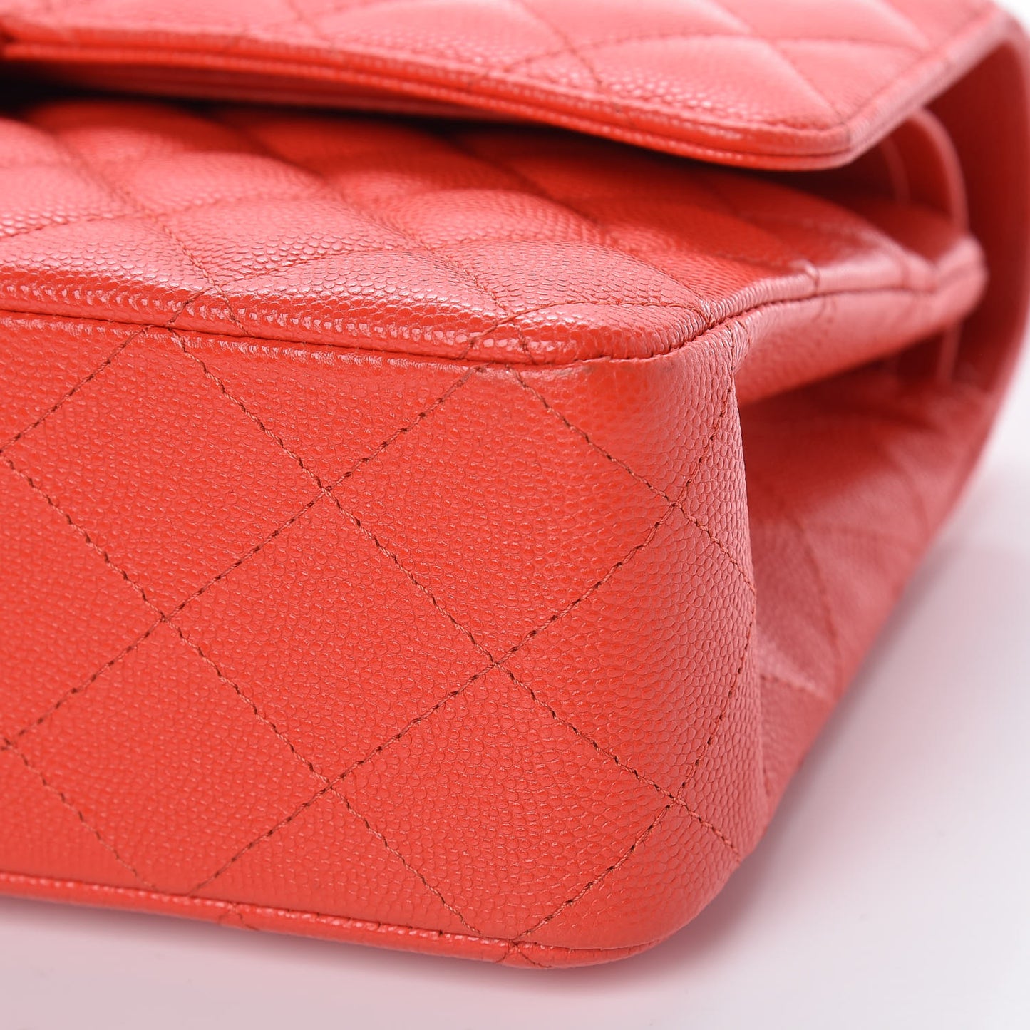 Caviar Quilted Medium Double Flap Red