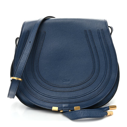 Chloe Grained Calfskin Medium Marcie Saddle Bag Deep Denim 1 of 12