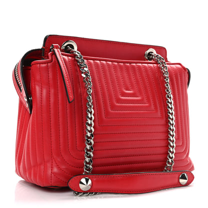 Fendi Shiny Nappa Trapuntata Small DotCom Click Chain Satchel Rojo 3 of 13