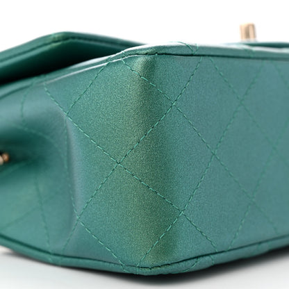 Chanel Iridescent Calfskin Quilted Mini Rectangular Flap Green 9 of 11