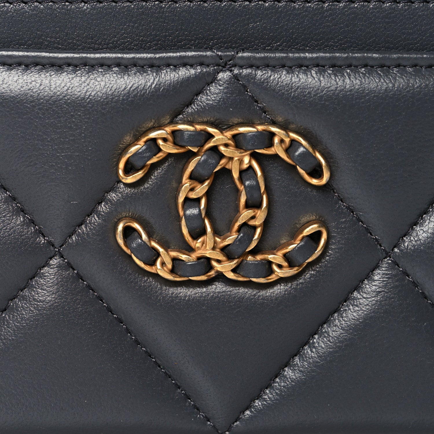Chanel Lambskin Quilted Chanel 19 Card Holder Dark Grey 8 of 9