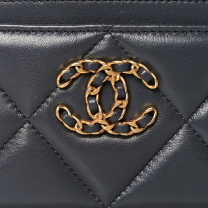 Chanel Lambskin Quilted Chanel 19 Card Holder Dark Grey 8 of 9