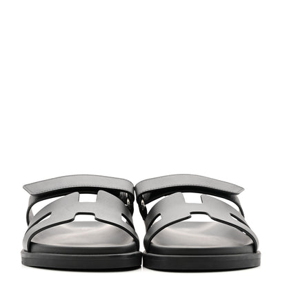 Hermes Calfskin Womens Chypre Sandals 38.5 Black 3 of 10
