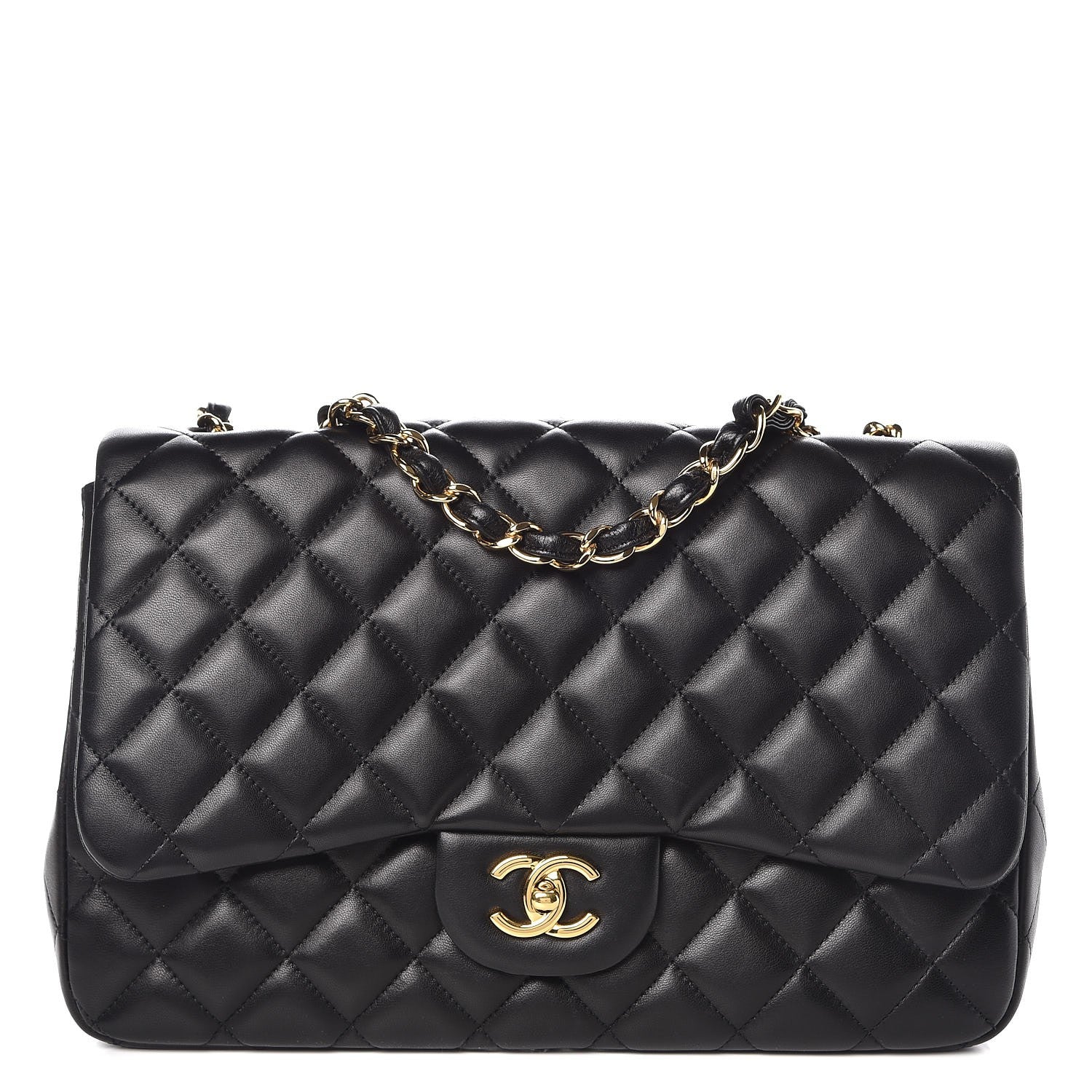Chanel Lambskin Quilted Jumbo Single Flap Black 1 of 9