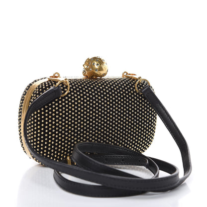 Alexander McQueen Suede Studded Skull Box Clutch Black 3 of 9