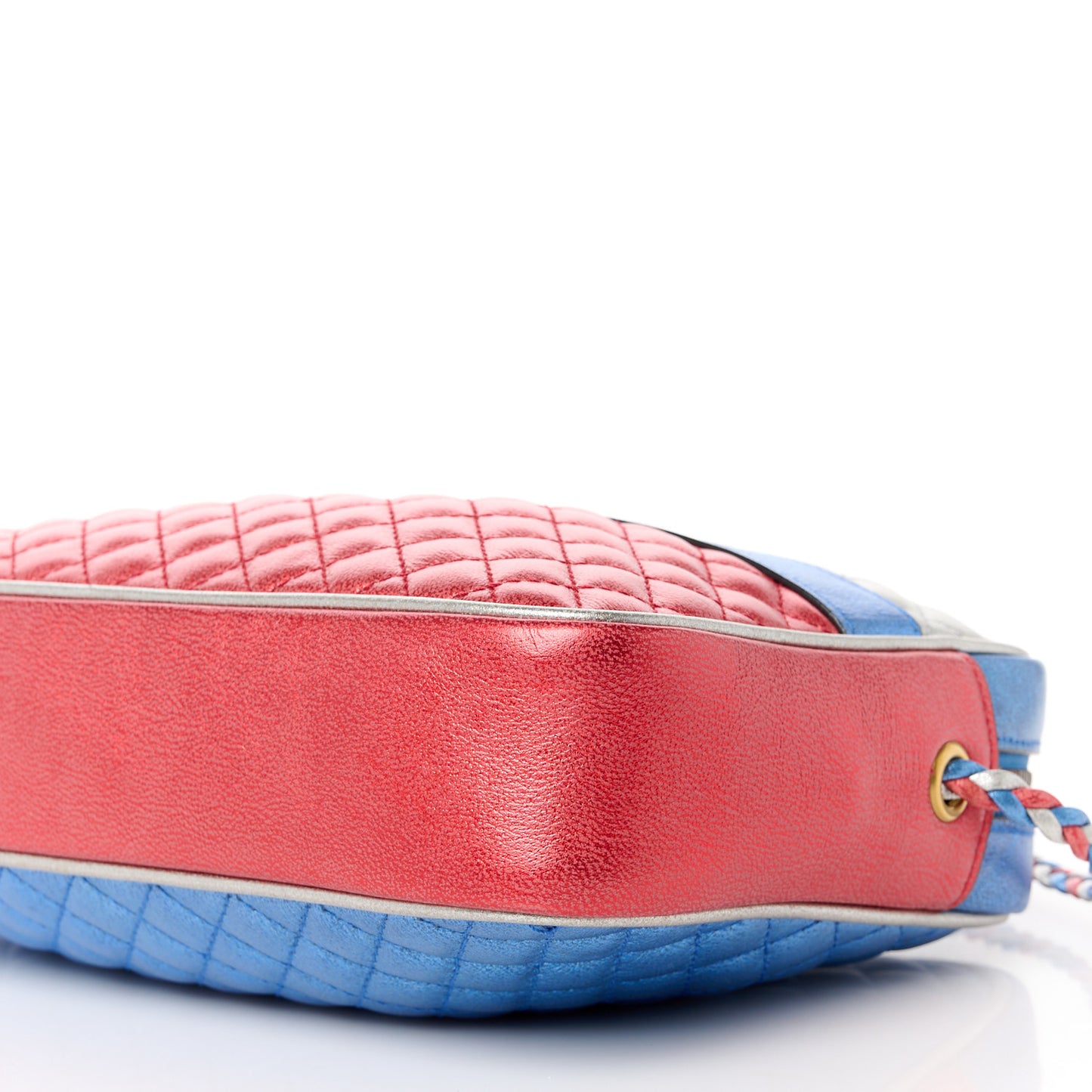 Laminated Nappa Trapuntata Small Zumi Shoulder Bag Rosso Marine Argento