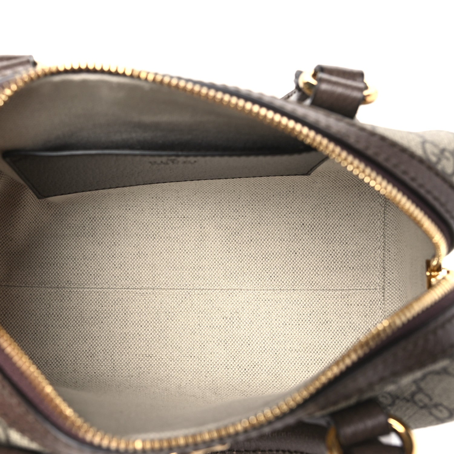 Gucci GG Supreme Monogram Textured Dollar Calfskin Web Mini Ophidia Top Handle Bowler Bag Beige Ebony New Acero 5 of 10