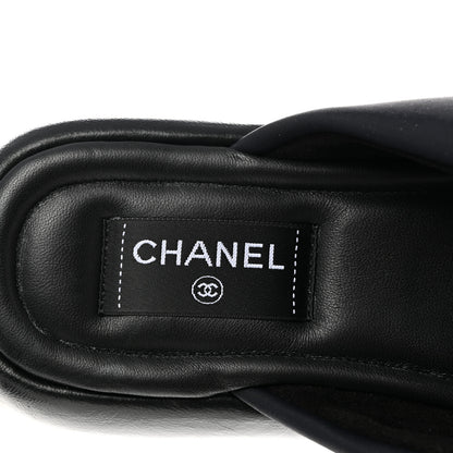 Chanel Fabric CC Mules Sandals 41 Black 7 of 8