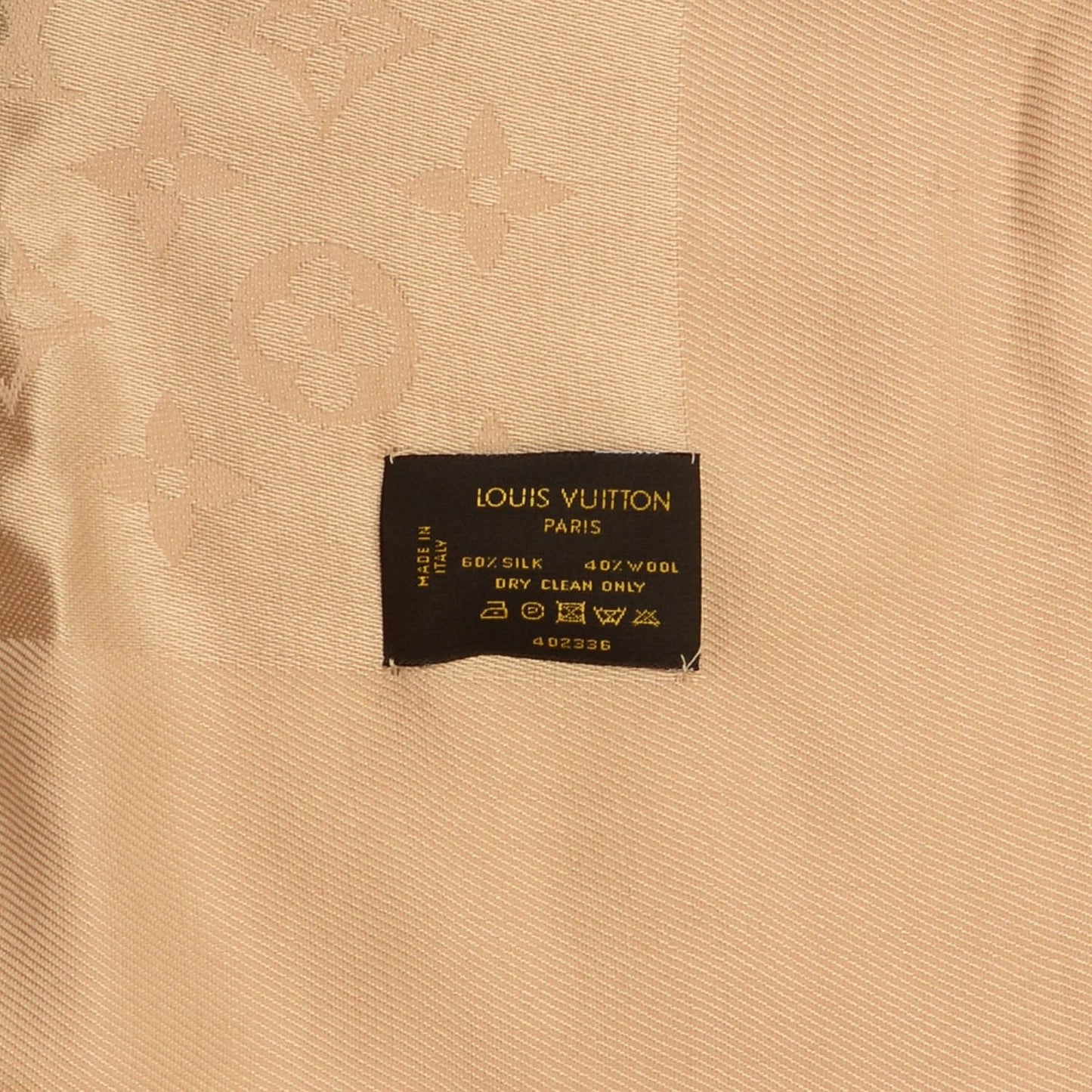 Silk Wool Monogram Shawl Beige