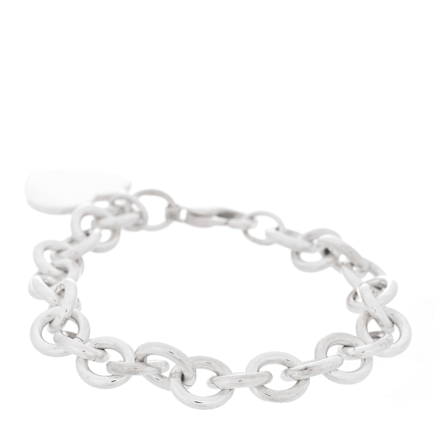 Sterling Silver Heart Tag Charm Bracelet