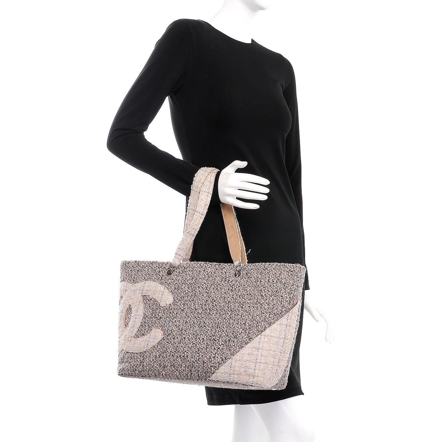Chanel Tweed Quilted Large Cambon Tote Grey 2 of 9