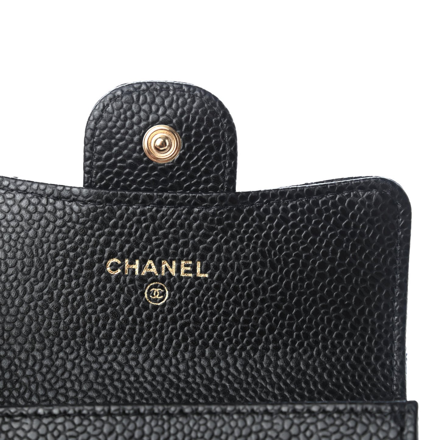 Caviar Quilted Flap Card Holder Wallet Black