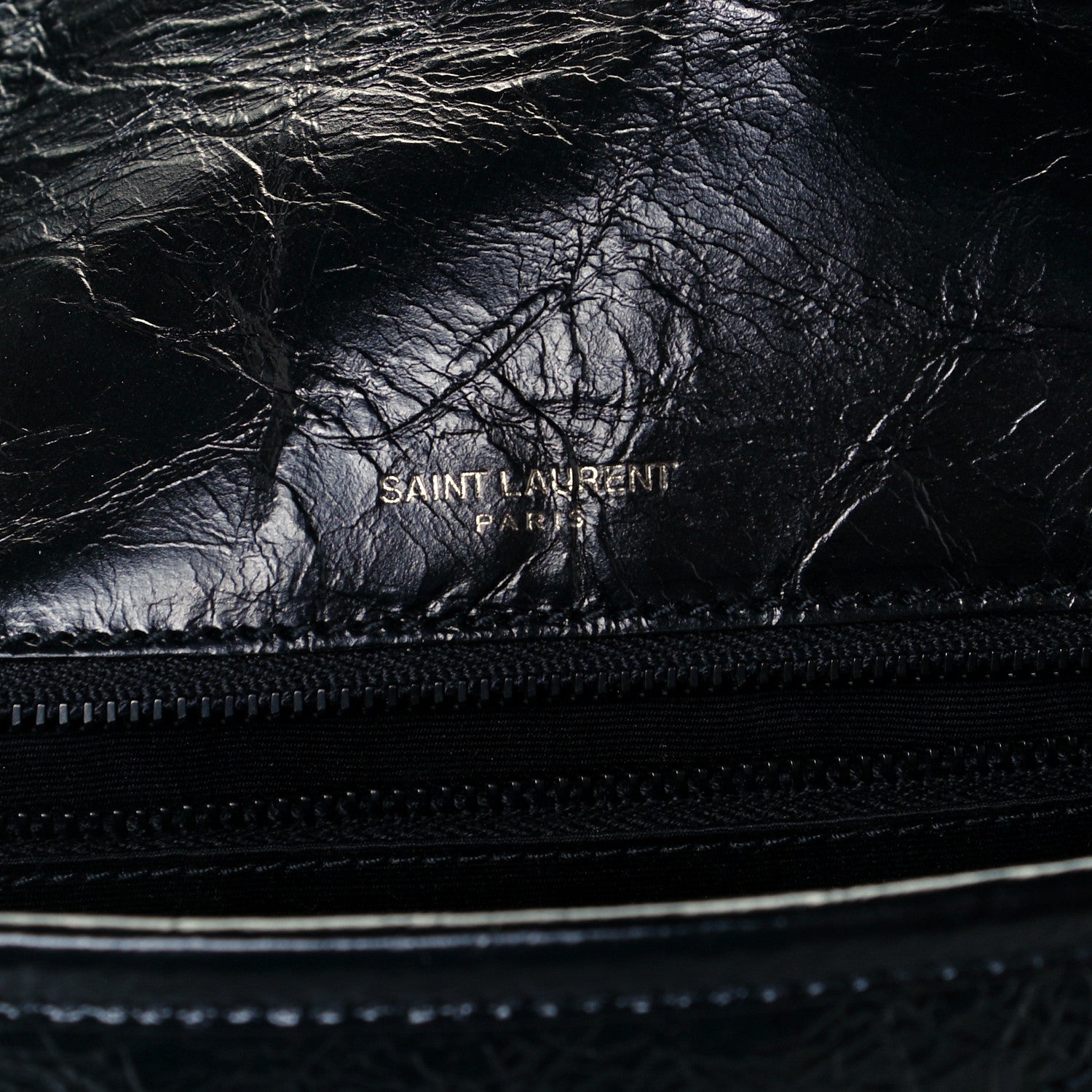 Saint Laurent Crinkled Calfskin Matelasse Monogram Medium Niki Chain Satchel Black 6 of 11